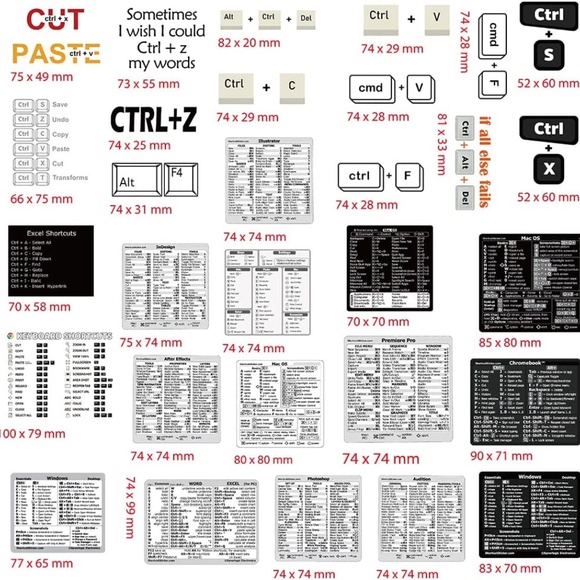 30PCS Guide Keyboard Shortcut Sticker Microsoft Word/Excel (for Windows) - Picture 4 of 8